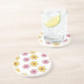 Dessous De Verre En Grès Joli motif de grandes fleurs (Côté)