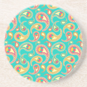 Dessous De Verre En Grès Joli motif paisley vintage coloré