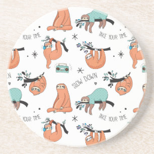 Dessous De Verre En Grès Joli Motif Sloth