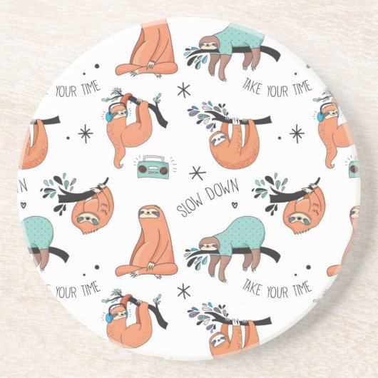 Dessous De Verre En Grès Joli Motif Sloth (Devant)