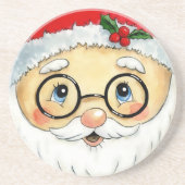 Dessous De Verre En Grès Joli Noël Aquarelle Père Noël Face (Devant)