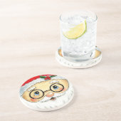 Dessous De Verre En Grès Joli Noël Aquarelle Père Noël Face (Côté)