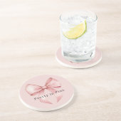 Dessous De Verre En Grès Joli Nœud Rose Féminin (Côté)