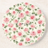 Dessous De Verre En Grès Joli rose Roses Floral (Devant)