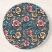 Dessous De Verre En Grès Joli Roses d'or rose (Devant)