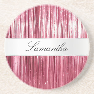 Dessous De Verre En Grès Joli Tinsel De Glam Rose
