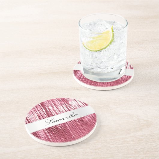 Dessous De Verre En Grès Joli Tinsel De Glam Rose (Côté)