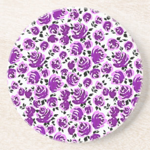 Dessous De Verre En Grès Joli violet blanc rose motif