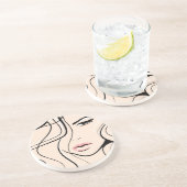 Dessous De Verre En Grès Joli visage féminin (Côté)