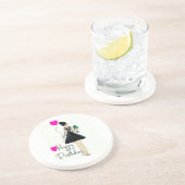 DESSOUS DE VERRE EN GRÈS ***JOLIE ANNIVERSAIRE AMOUREUSE DAME*** (Côté)