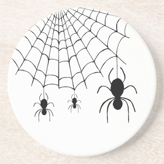 Dessous De Verre En Grès Jolie Black Spider Web Halloween (Devant)