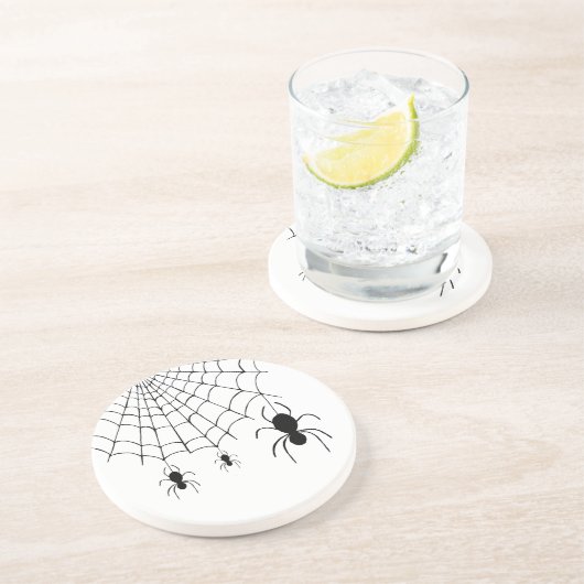 Dessous De Verre En Grès Jolie Black Spider Web Halloween (Côté)