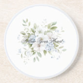 Dessous De Verre En Grès Jolie citation florale bleue et blanche (Devant)