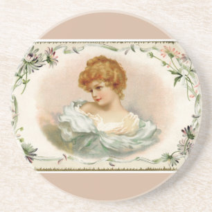 Dessous De Verre En Grès Jolie dame victorienne Floral
