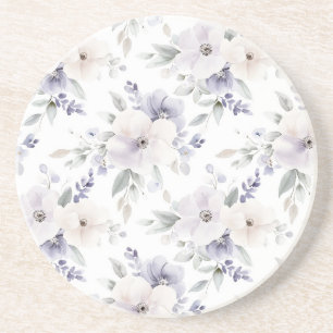 Dessous De Verre En Grès Jolie Fleurs De Lavande D'Ivoire Violet