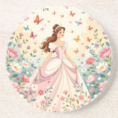 Dessous De Verre En Grès Jolie princesse avec papillons (Devant)