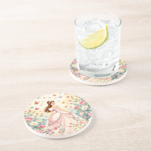 Dessous De Verre En Grès Jolie princesse avec papillons