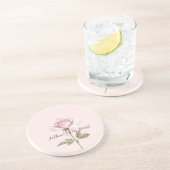 Dessous De Verre En Grès Jolie Rose Florale Rose (Côté)