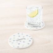 Dessous De Verre En Grès Jolies Fleurs Bleues (Côté)