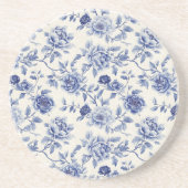Dessous De Verre En Grès Jolies Fleurs Bleues (Devant)