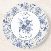 Dessous De Verre En Grès Jolies Fleurs Bleues (Devant)