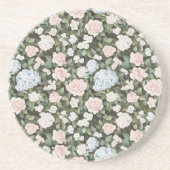 Dessous De Verre En Grès Jolies Fleurs Bleues Roses (Devant)