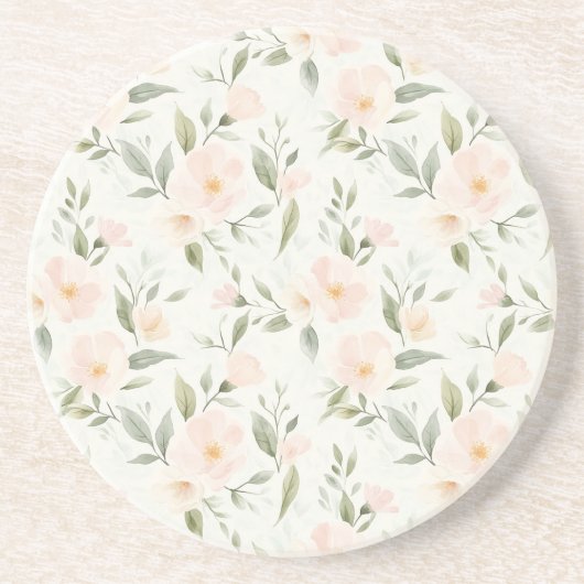 Dessous De Verre En Grès Jolies Fleurs de Pêcher (Devant)