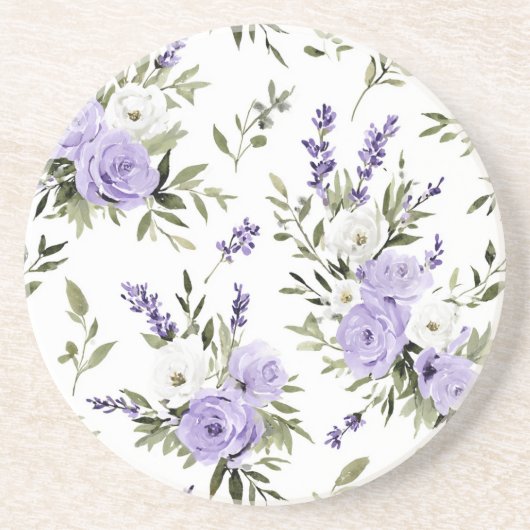 Dessous De Verre En Grès Jolies Fleurs Lavande (Devant)