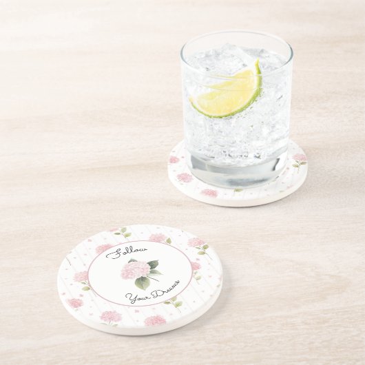 Dessous De Verre En Grès Jolies Fleurs Roses (Côté)