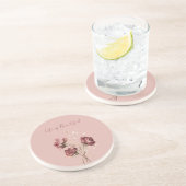 Dessous De Verre En Grès Jolies Fleurs Rouge Bourgogne (Côté)