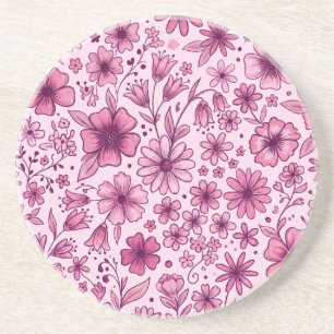 Dessous De Verre En Grès Jolies Fleurs Sauvages Roses Florales