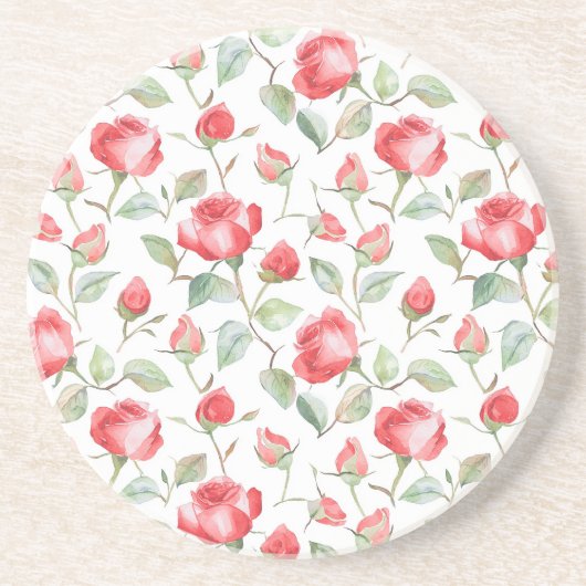 Dessous De Verre En Grès Jolies Roses Rouges (Devant)
