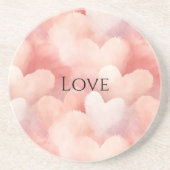 Dessous De Verre En Grès Jolis cœurs d'amour rose tendre (Devant)