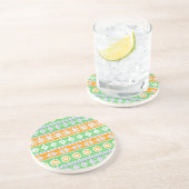 Dessous De Verre En Grès Jolis motifs ethniques orange et vert (Côté)