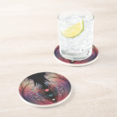 Dessous De Verre En Grès Jonglage Abstrait Art moderne Imaginaire fractal (Côté)