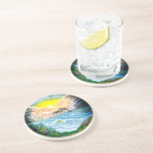 Dessous De Verre En Grès Jouer aux dauphins sous le soleil (Côté)