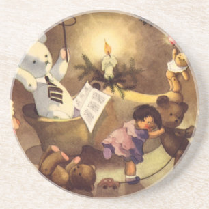 Dessous De Verre En Grès Jouets de Noël vintage, poupées dansantes, ours en