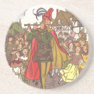 Dessous De Verre En Grès Joueur de flûte de Hamelin de conte de fées vintag