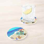 Dessous De Verre En Grès Journée de la plage familiale (Côté)