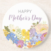 Dessous De Verre En Grès Joyeuse Fête des mères florales (Devant)
