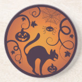 Dessous De Verre En Grès Joyeuse lanterne d'Halloween araignées et chauves- (Devant)