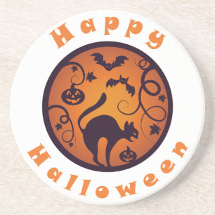 Dessous De Verre En Grès Joyeuse lanterne d'Halloween araignées et chauves-