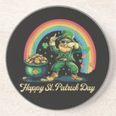 Dessous De Verre En Grès Joyeuse Saint-Patrick Drôle Leprechaun (Devant)
