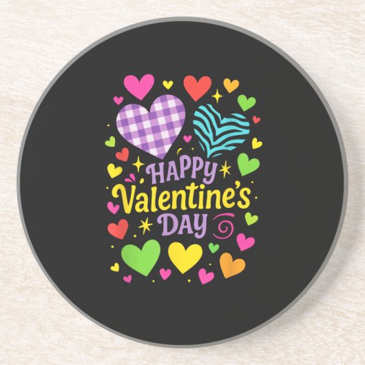 Dessous De Verre En Grès Joyeuse Saint-Valentin - Cœurs Amour (Devant)