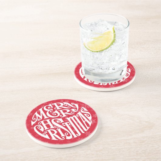 Dessous De Verre En Grès Joyeuse typographie de Noël Joyeux voeux (Côté)