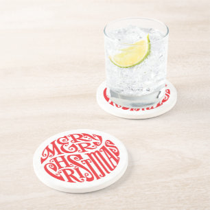 Dessous De Verre En Grès Joyeuse typographie de Noël Joyeux voeux