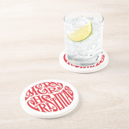 Dessous De Verre En Grès Joyeuse typographie de Noël Joyeux voeux (Côté)