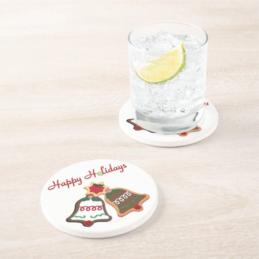 Dessous De Verre En Grès Joyeuses fêtes Noël Cookie Bells (Côté)