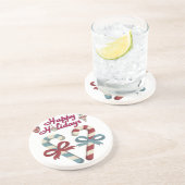 Dessous De Verre En Grès Joyeuses vacances Sucre de canne coeur (Côté)