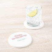 Dessous De Verre En Grès joyeux 1er noël rouge vert amour nom simple (Côté)